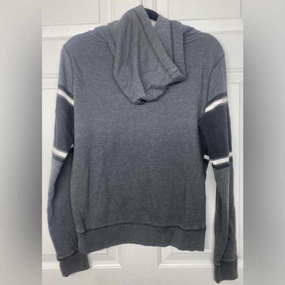 Victoria Secret PINK Gray Womens Small Stripes Sweater Jacket Pocket Hoodie Grey - Picture 3 of 3